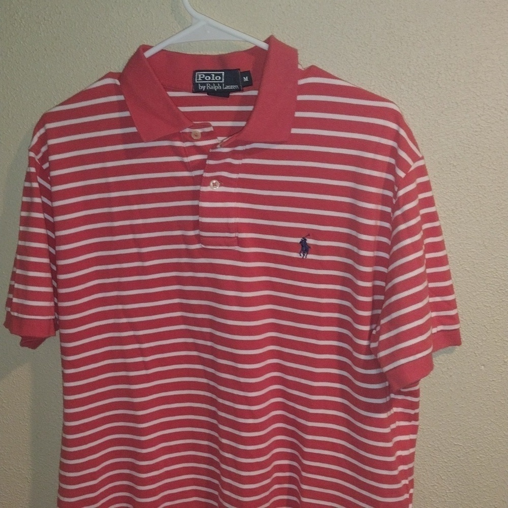 Polo by Ralph Lauren Men’s Orange/Peach Striped Polo Golf Preppy M - Picture 2 of 7